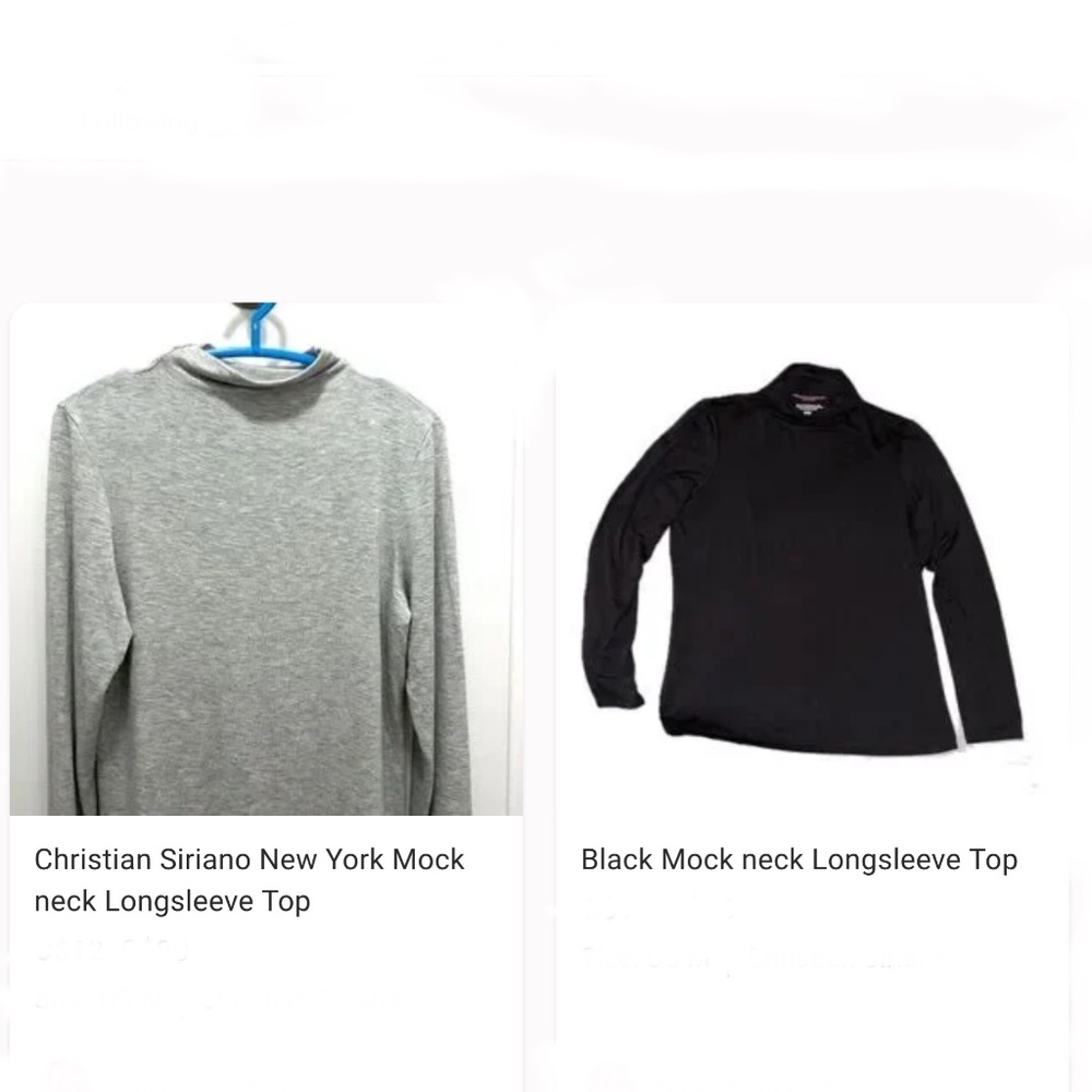 2 in bundle of Christian Siriano Long sleeve Tops